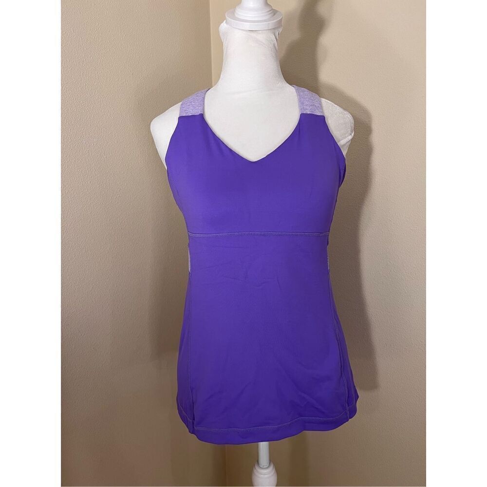 Lululemon Push Your Limits Power Purple Micro Stripe Athletic Tank Top 6